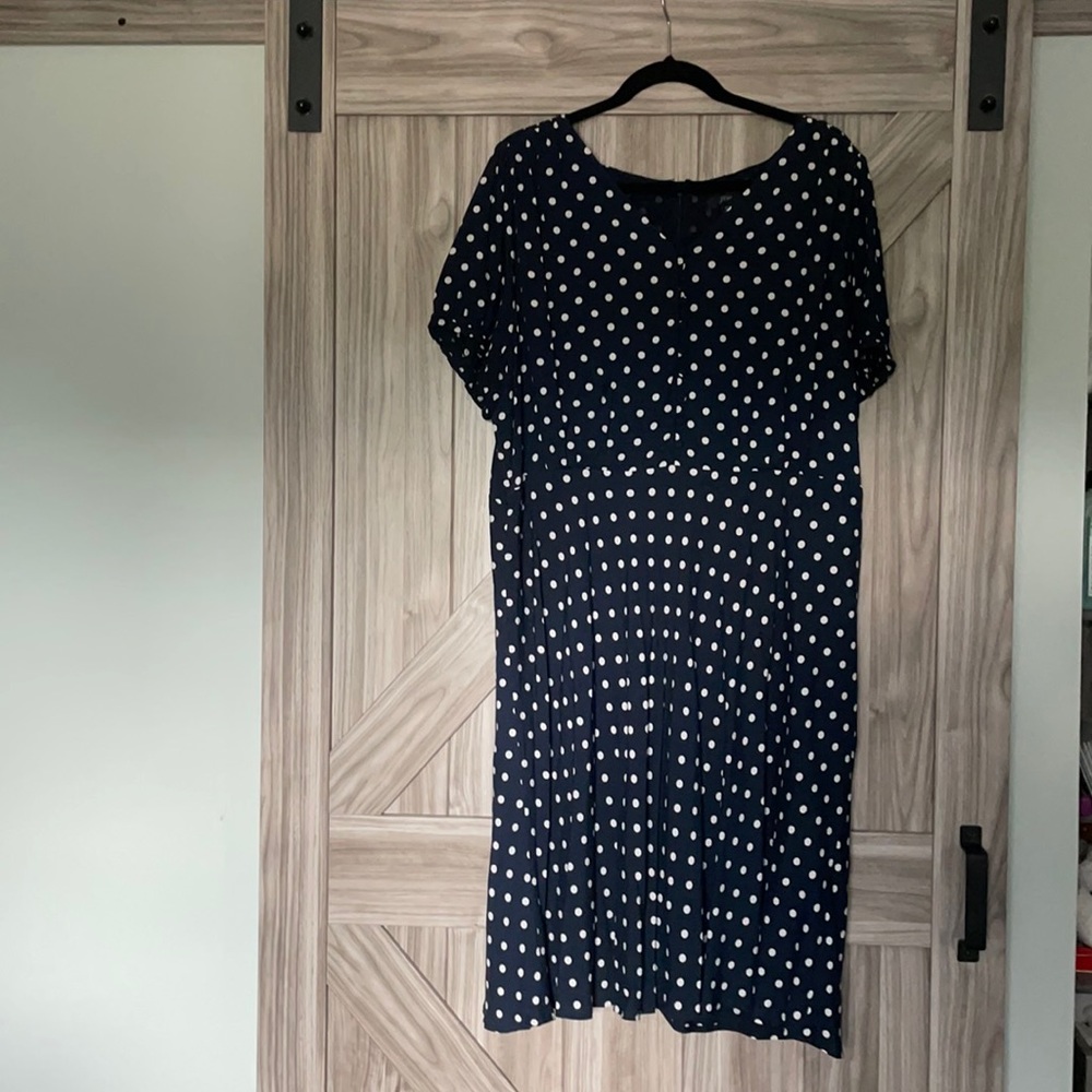 Navy blue polka dot JCrew dress size 20